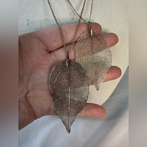 Vintage double strand C1946 dipped leaf necklace - Picture 4 of 7